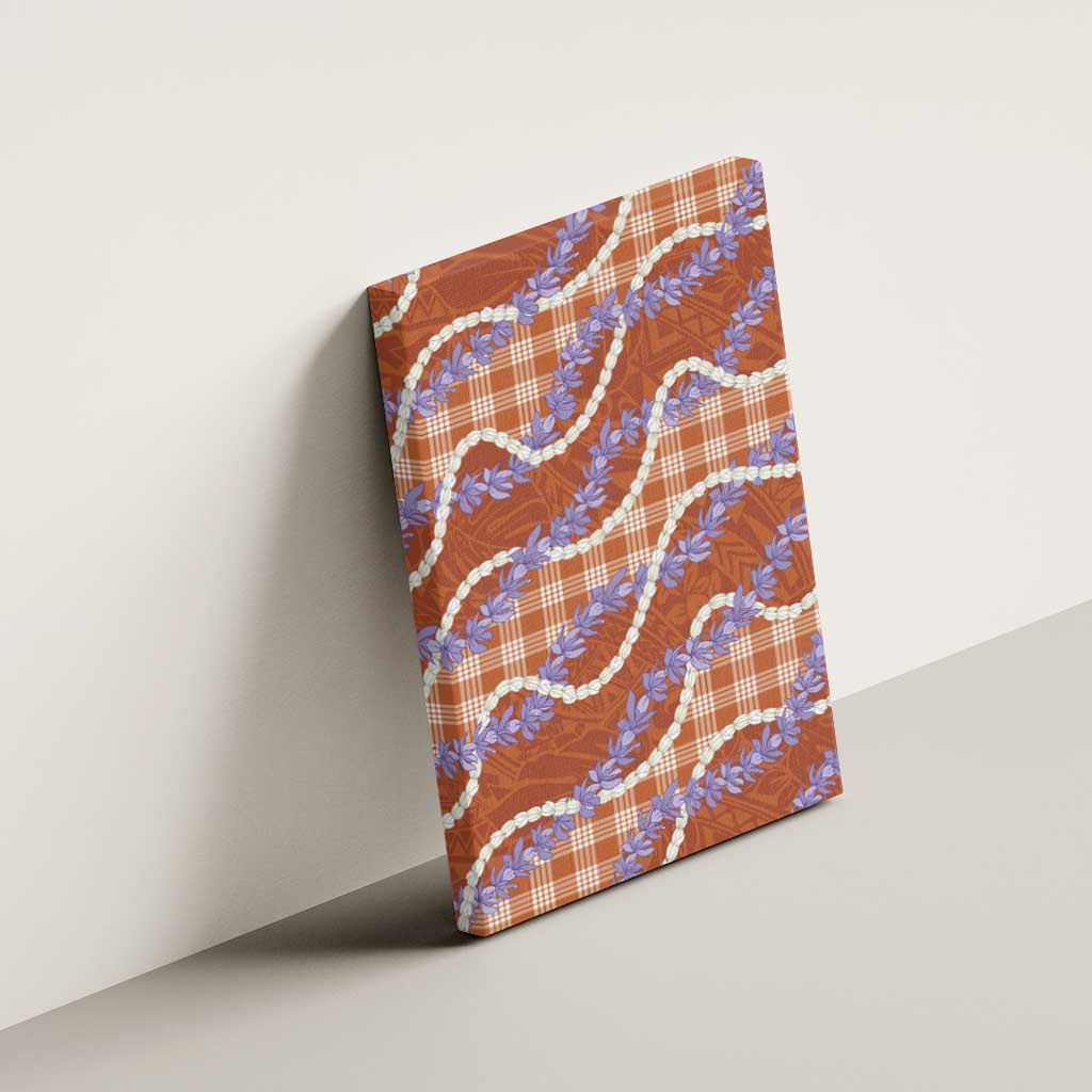 Orange Hawaii Palaka Honohono Pikake Canvas Wall Art Hawaiian Orchid Lei Polynesian Pattern - Polynesian Pride