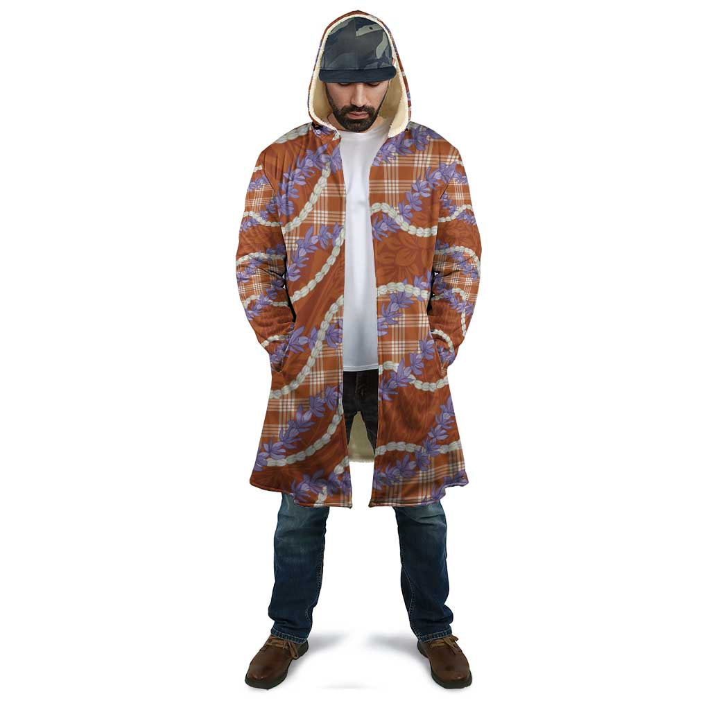 Orange Hawaii Palaka Honohono Pikake Cloak Hawaiian Orchid Lei Polynesian Pattern - Polynesian Pride