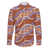 Orange Hawaii Palaka Honohono Pikake Family Matching Puletasi and Hawaiian Shirt Hawaiian Orchid Lei Polynesian Pattern - Polynesian Pride