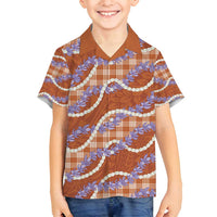 Orange Hawaii Palaka Honohono Pikake Family Matching Summer Maxi Dress and Hawaiian Shirt Hawaiian Orchid Lei Polynesian Pattern - Polynesian Pride