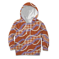 Orange Hawaii Palaka Honohono Pikake Kid Hoodie Hawaiian Orchid Lei Polynesian Pattern - Polynesian Pride