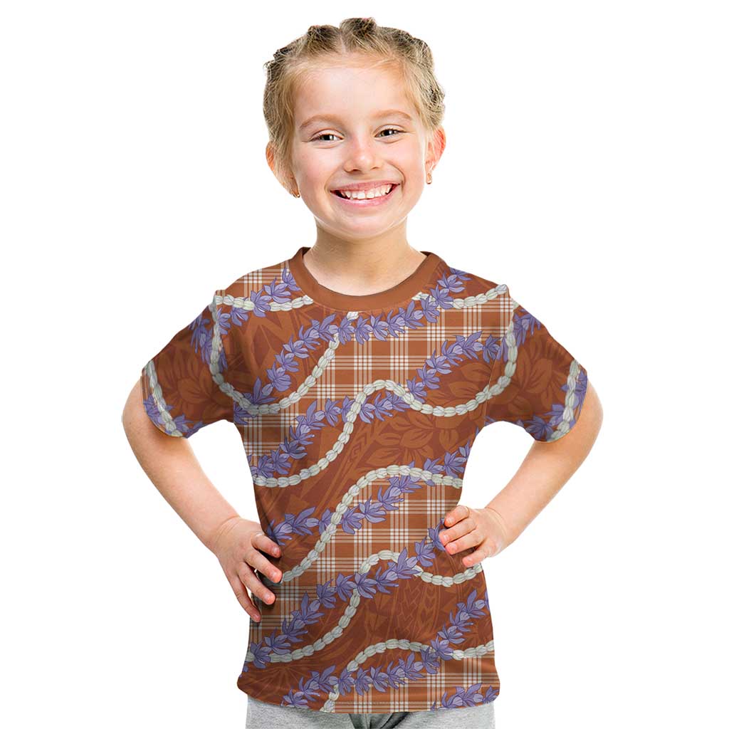 Orange Hawaii Palaka Honohono Pikake Kid T Shirt Hawaiian Orchid Lei Polynesian Pattern LT14 Orange - Polynesian Pride