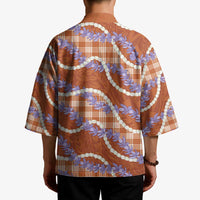 Orange Hawaii Palaka Honohono Pikake Kimono Hawaiian Orchid Lei Polynesian Pattern - Polynesian Pride