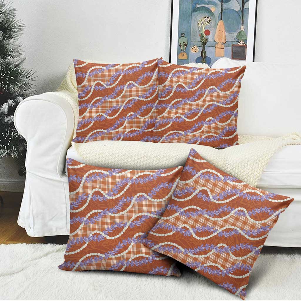 Orange Hawaii Palaka Honohono Pikake Pillow Cover Hawaiian Orchid Lei Polynesian Pattern - Polynesian Pride
