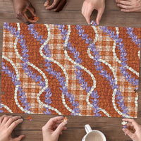 Orange Hawaii Palaka Honohono Pikake Puzzle Hawaiian Orchid Lei Polynesian Pattern - Polynesian Pride