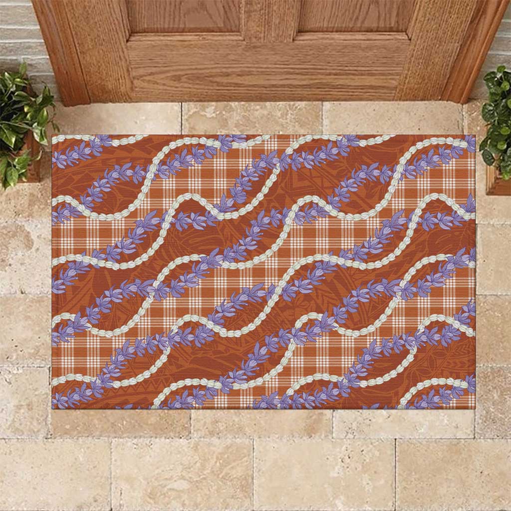 Orange Hawaii Palaka Honohono Pikake Rubber Doormat Hawaiian Orchid Lei Polynesian Pattern LT14 Orange - Polynesian Pride