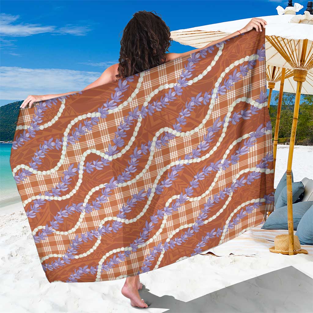 Orange Hawaii Palaka Honohono Pikake Sarong Hawaiian Orchid Lei Polynesian Pattern LT14 One Size 44 x 66 inches Orange - Polynesian Pride