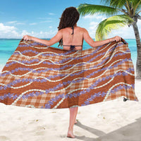 Orange Hawaii Palaka Honohono Pikake Sarong Hawaiian Orchid Lei Polynesian Pattern - Polynesian Pride