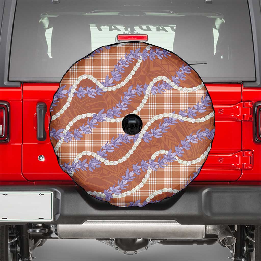 Orange Hawaii Palaka Honohono Pikake Spare Tire Cover Hawaiian Orchid Lei Polynesian Pattern - Polynesian Pride