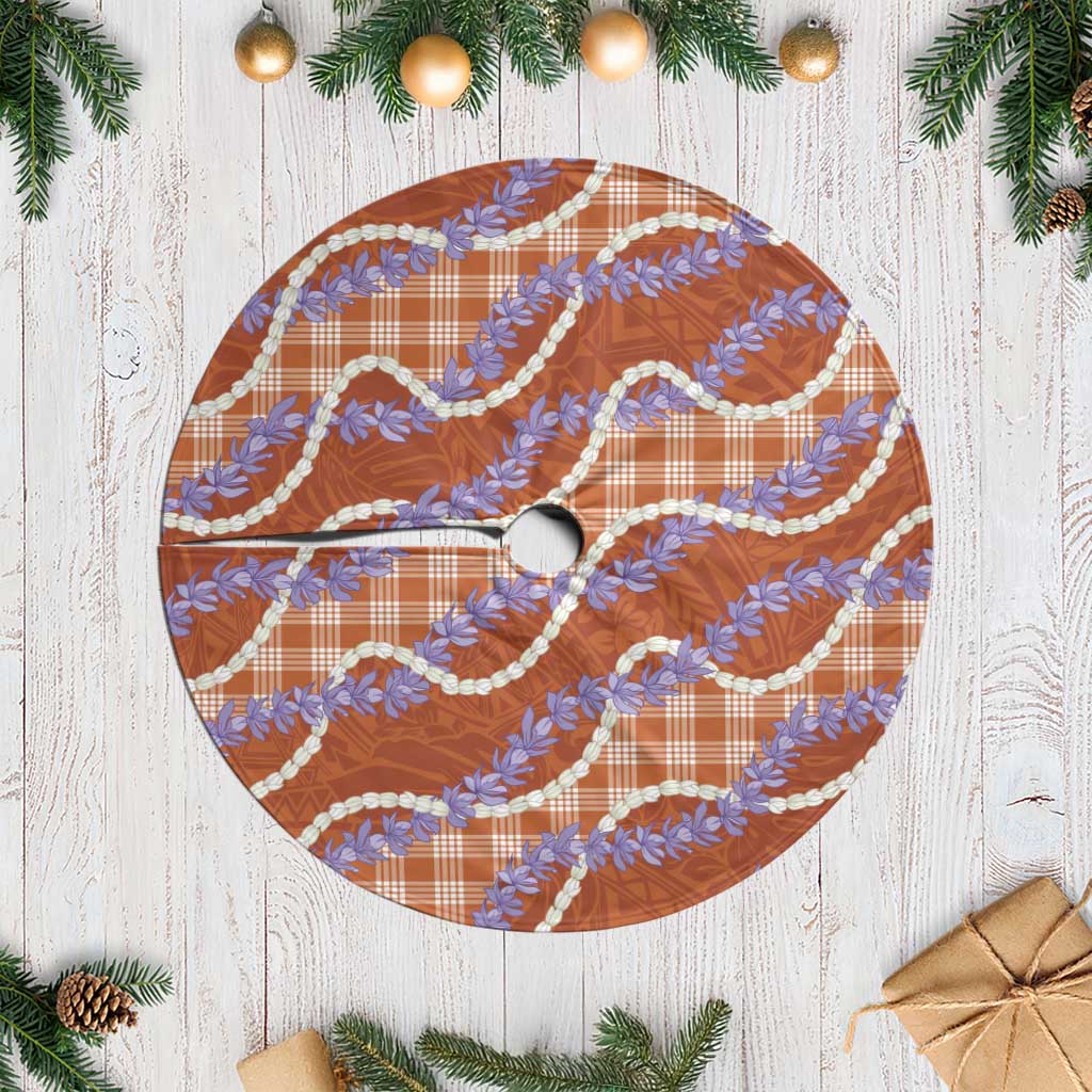 Orange Hawaii Palaka Honohono Pikake Tree Skirt Hawaiian Orchid Lei Polynesian Pattern LT14 Casual Orange - Polynesian Pride