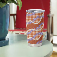 Orange Hawaii Palaka Honohono Pikake Tumbler Cup Hawaiian Orchid Lei Polynesian Pattern - Polynesian Pride