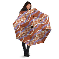 Orange Hawaii Palaka Honohono Pikake Umbrella Hawaiian Orchid Lei Polynesian Pattern - Polynesian Pride