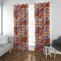 Orange Hawaii Palaka Honohono Pikake Window Curtain Hawaiian Orchid Lei Polynesian Pattern - Polynesian Pride
