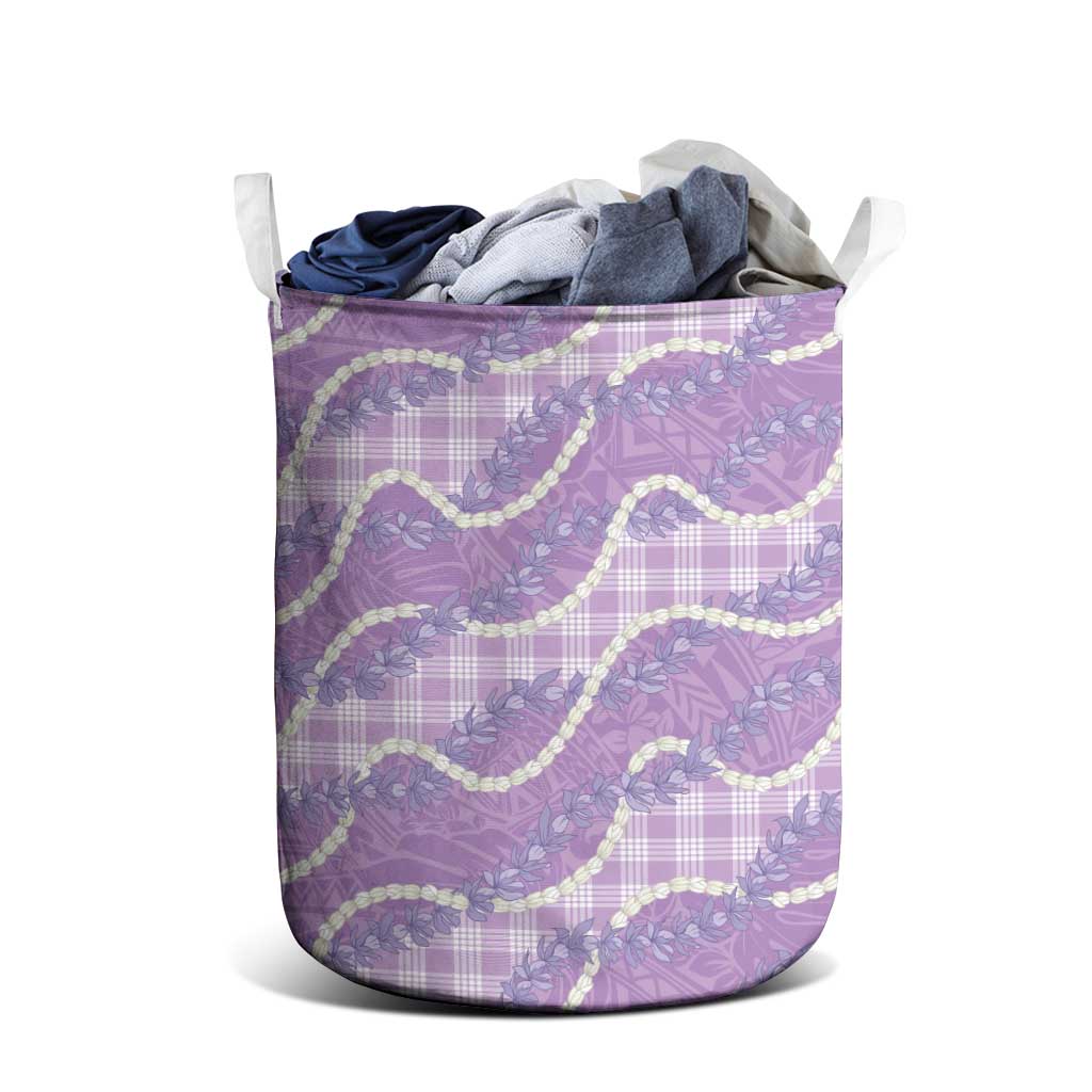 Purple Hawaii Palaka Honohono Pikake Laundry Basket Hawaiian Orchid Lei Polynesian Pattern - Polynesian Pride