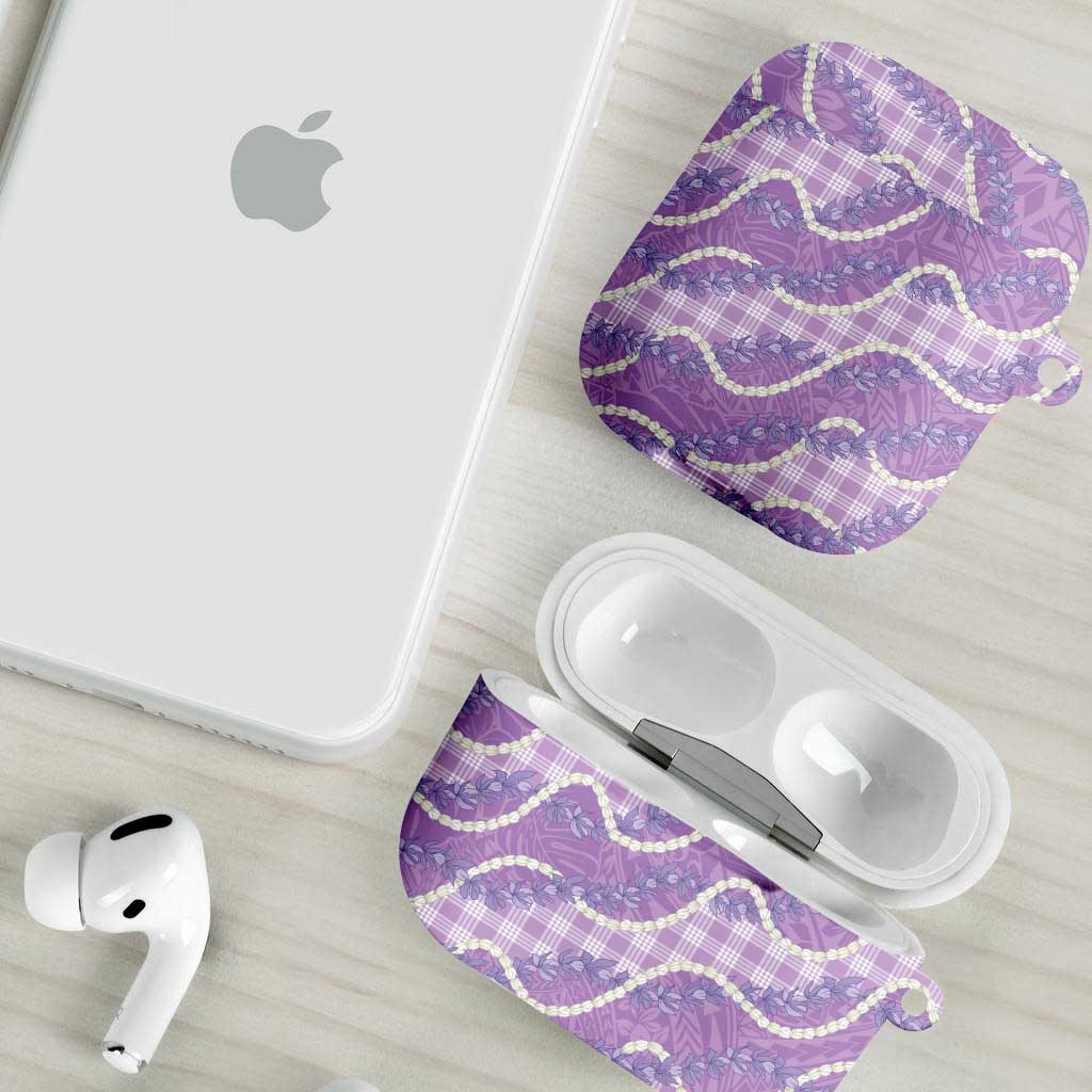 Purple Hawaii Palaka Honohono Pikake AirPods Case Hawaiian Orchid Lei Polynesian Pattern - Polynesian Pride