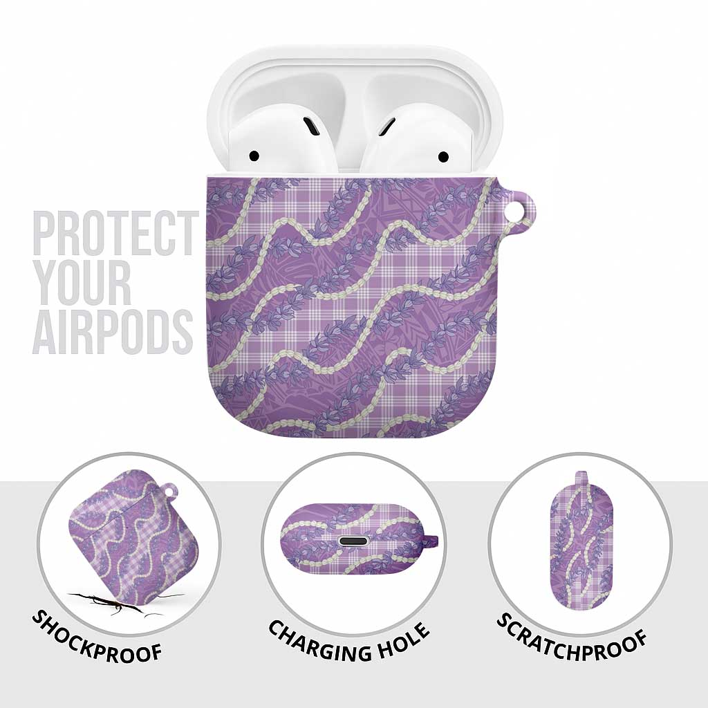 Purple Hawaii Palaka Honohono Pikake AirPods Case Hawaiian Orchid Lei Polynesian Pattern - Polynesian Pride