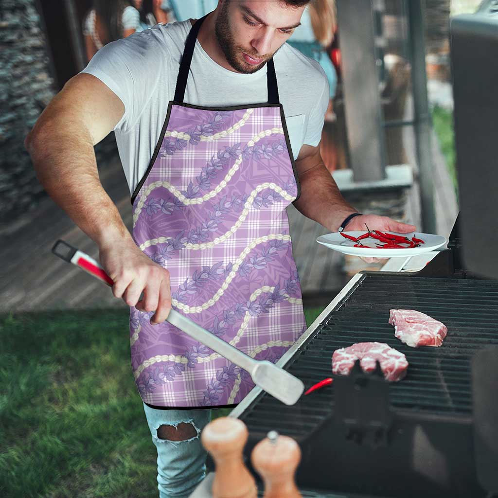 Purple Hawaii Palaka Honohono Pikake Apron Hawaiian Orchid Lei Polynesian Pattern - Polynesian Pride