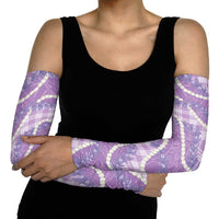 Purple Hawaii Palaka Honohono Pikake Arm Sleeves Hawaiian Orchid Lei Polynesian Pattern - Polynesian Pride
