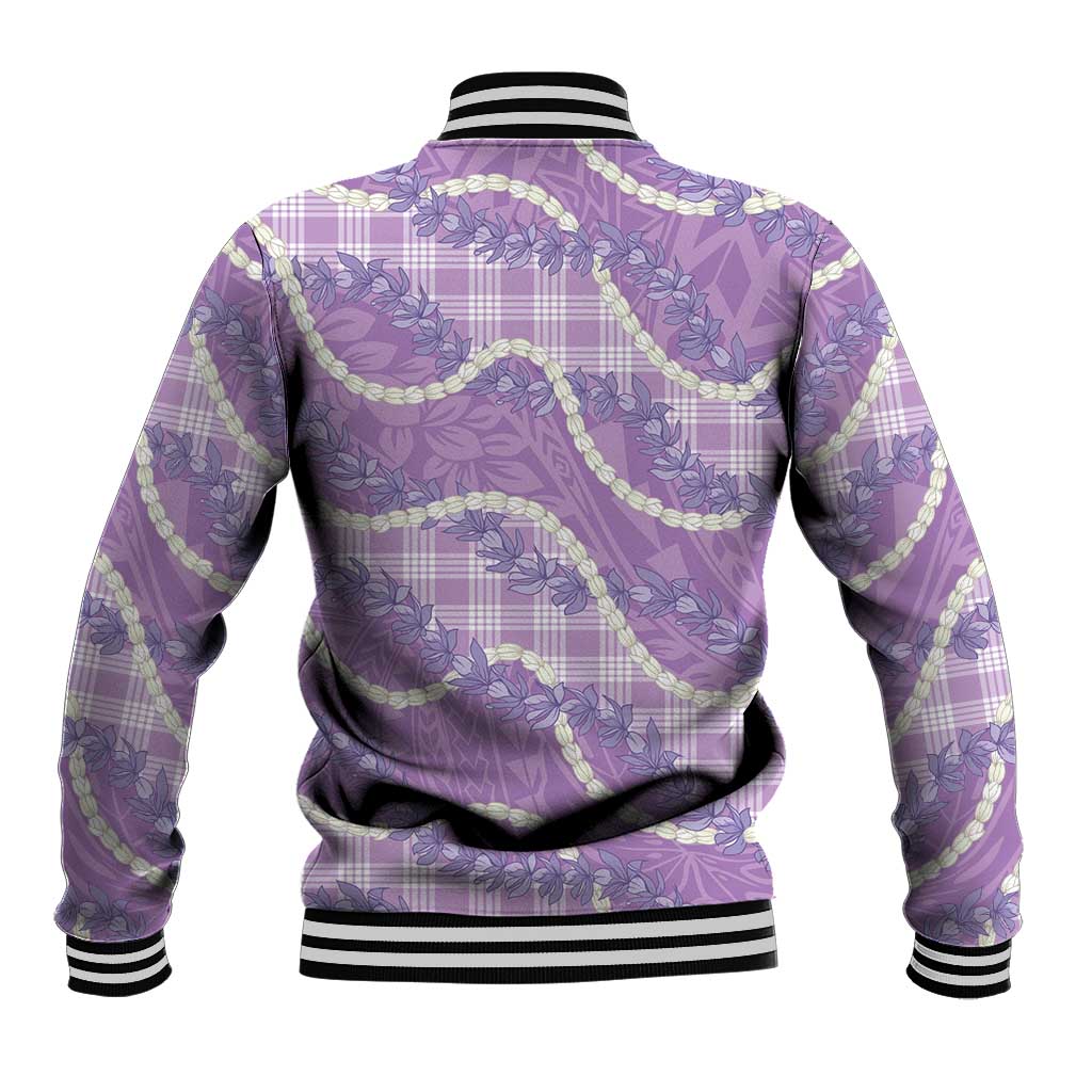 Purple Hawaii Palaka Honohono Pikake Baseball Jacket Hawaiian Orchid Lei Polynesian Pattern - Polynesian Pride