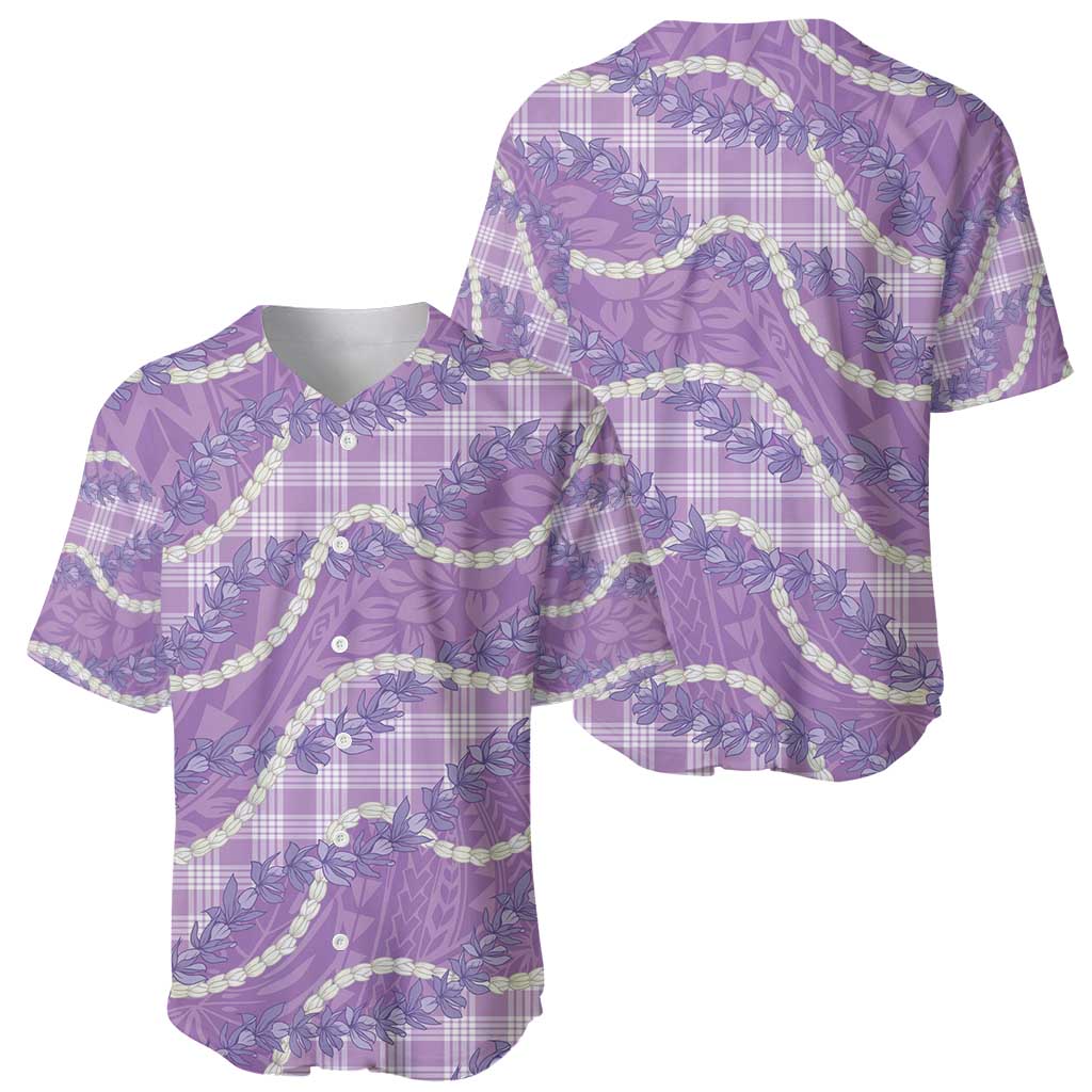 Purple Hawaii Palaka Honohono Pikake Baseball Jersey Hawaiian Orchid Lei Polynesian Pattern - Polynesian Pride