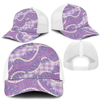 Purple Hawaii Palaka Honohono Pikake Baseball Net Cap Hawaiian Orchid Lei Polynesian Pattern - Polynesian Pride