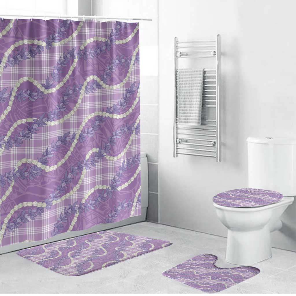 Purple Hawaii Palaka Honohono Pikake Bathroom Set Hawaiian Orchid Lei Polynesian Pattern - Polynesian Pride