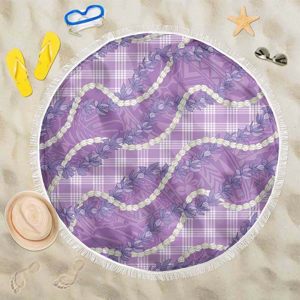 Purple Hawaii Palaka Honohono Pikake Beach Blanket Hawaiian Orchid Lei Polynesian Pattern LT14 One Size 150cm Purple - Polynesian Pride