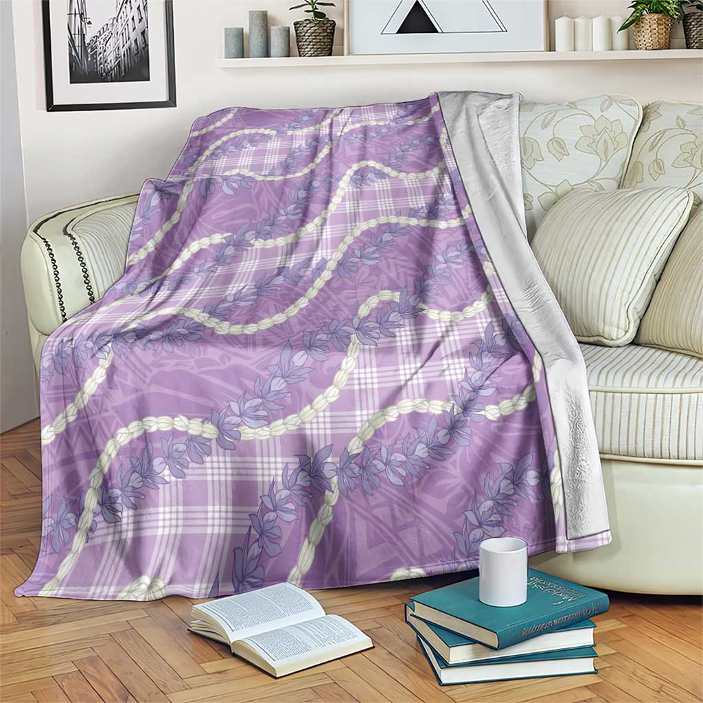 Purple Hawaii Palaka Honohono Pikake Blanket Hawaiian Orchid Lei Polynesian Pattern - Polynesian Pride