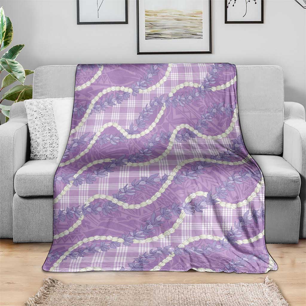 Purple Hawaii Palaka Honohono Pikake Blanket Hawaiian Orchid Lei Polynesian Pattern - Polynesian Pride