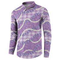 Purple Hawaii Palaka Honohono Pikake Button Sweatshirt Hawaiian Orchid Lei Polynesian Pattern - Polynesian Pride