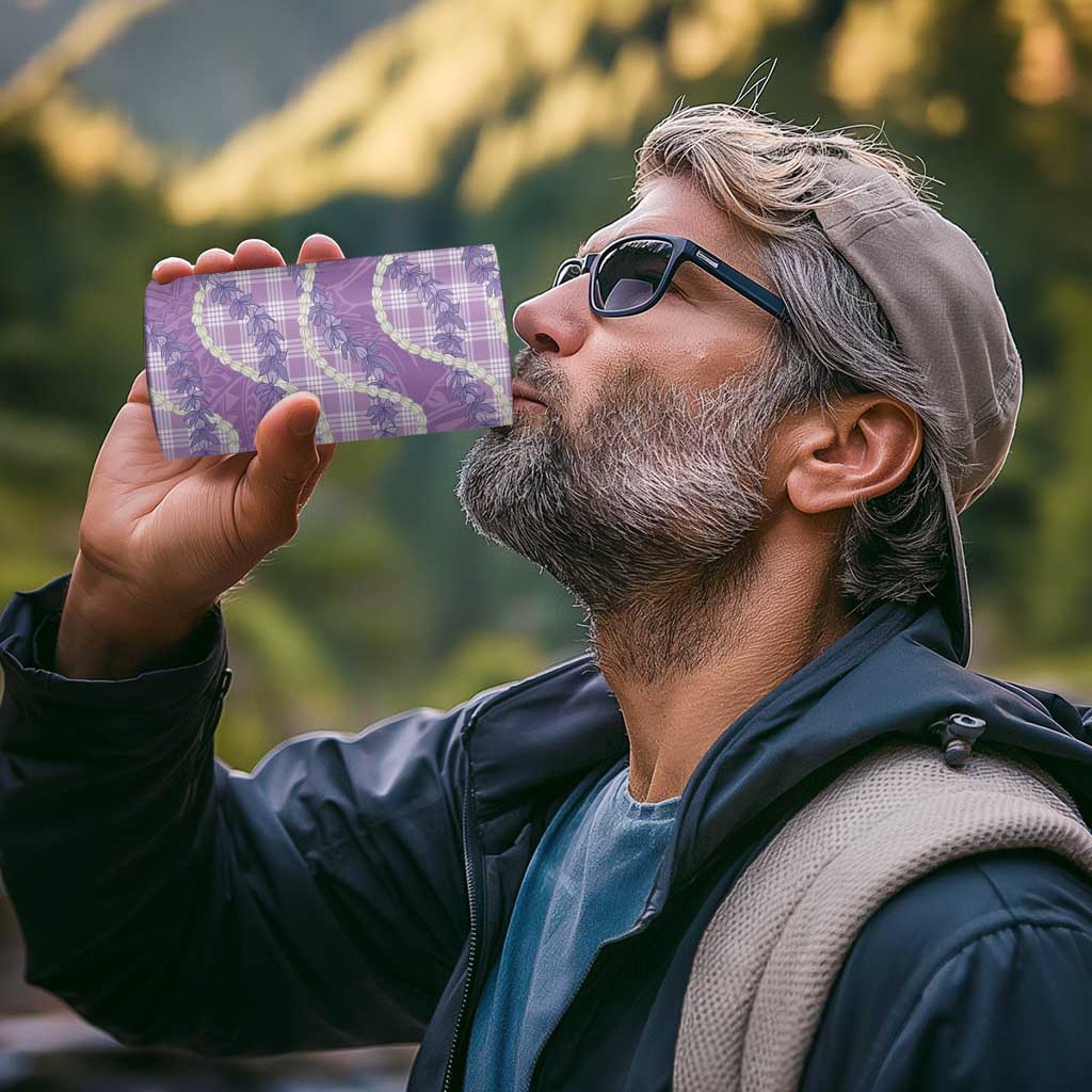 Purple Hawaii Palaka Honohono Pikake 4 in 1 Can Cooler Tumbler Hawaiian Orchid Lei Polynesian Pattern - Polynesian Pride