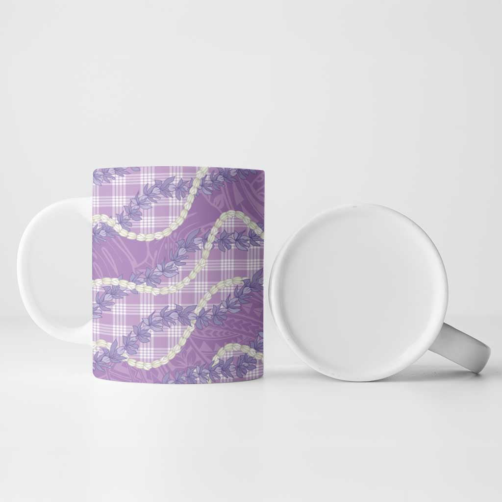 Purple Hawaii Palaka Honohono Pikake Ceramic Mug Hawaiian Orchid Lei Polynesian Pattern - Polynesian Pride