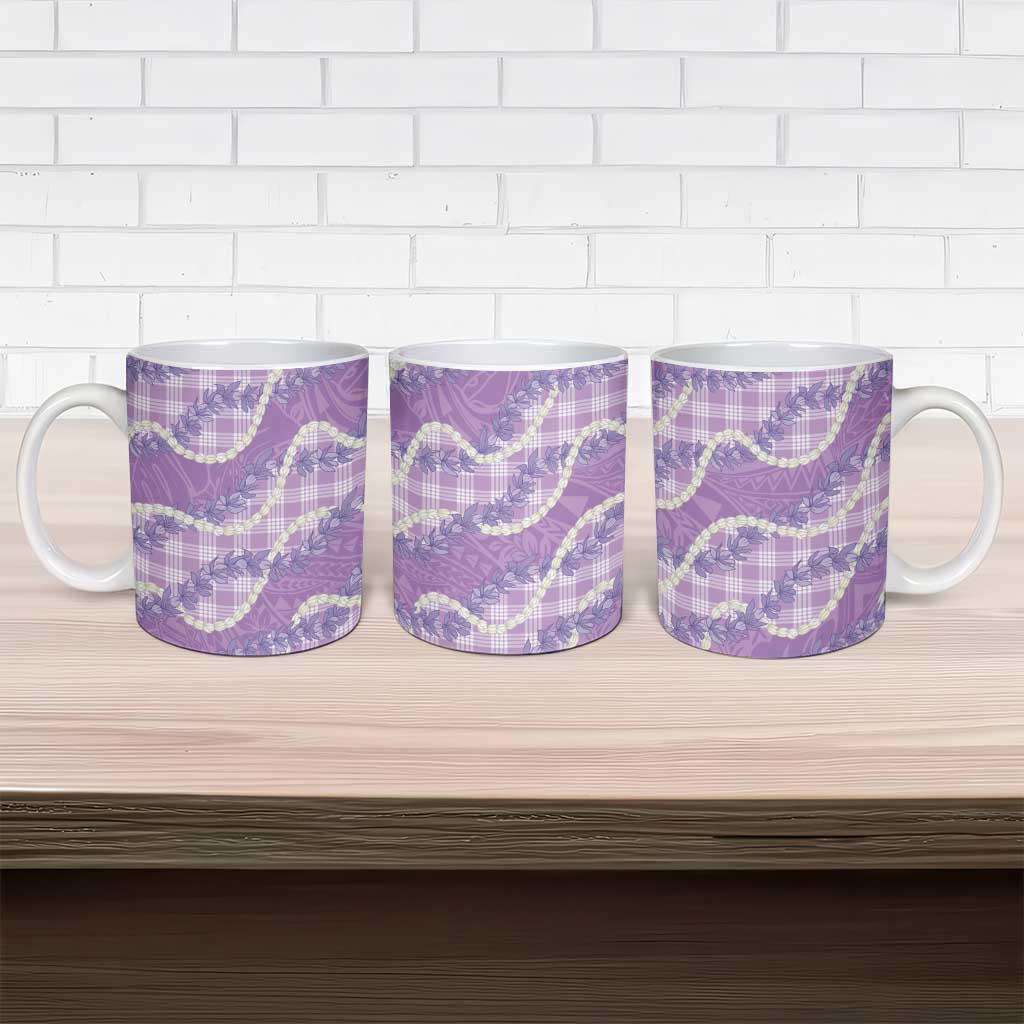 Purple Hawaii Palaka Honohono Pikake Ceramic Mug Hawaiian Orchid Lei Polynesian Pattern - Polynesian Pride