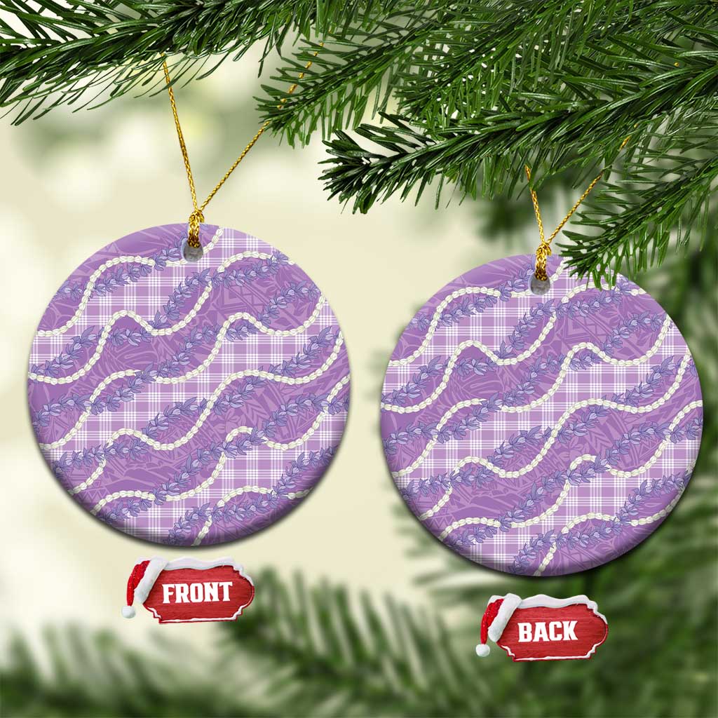Purple Hawaii Palaka Honohono Pikake Ceramic Ornament Hawaiian Orchid Lei Polynesian Pattern - Polynesian Pride