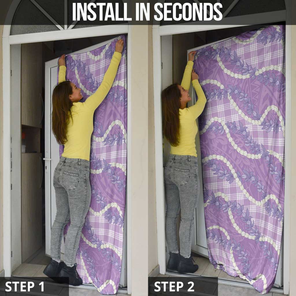 Purple Hawaii Palaka Honohono Pikake Door Cover Hawaiian Orchid Lei Polynesian Pattern - Polynesian Pride