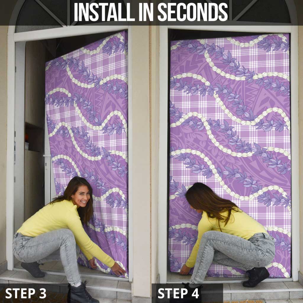 Purple Hawaii Palaka Honohono Pikake Door Cover Hawaiian Orchid Lei Polynesian Pattern - Polynesian Pride