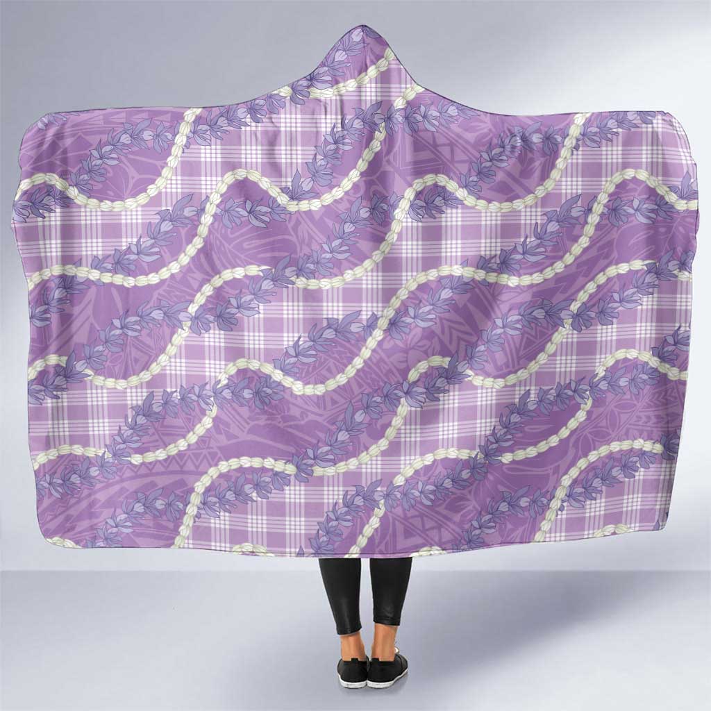 Purple Hawaii Palaka Honohono Pikake Hooded Blanket Hawaiian Orchid Lei Polynesian Pattern - Polynesian Pride