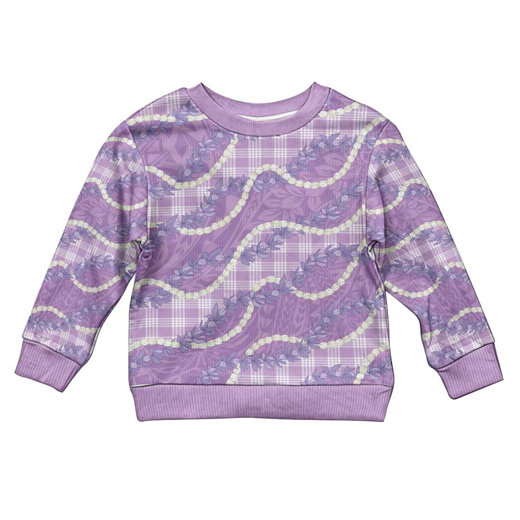 Purple Hawaii Palaka Honohono Pikake Kid Ugly Christmas Sweater Hawaiian Orchid Lei Polynesian Pattern - Polynesian Pride