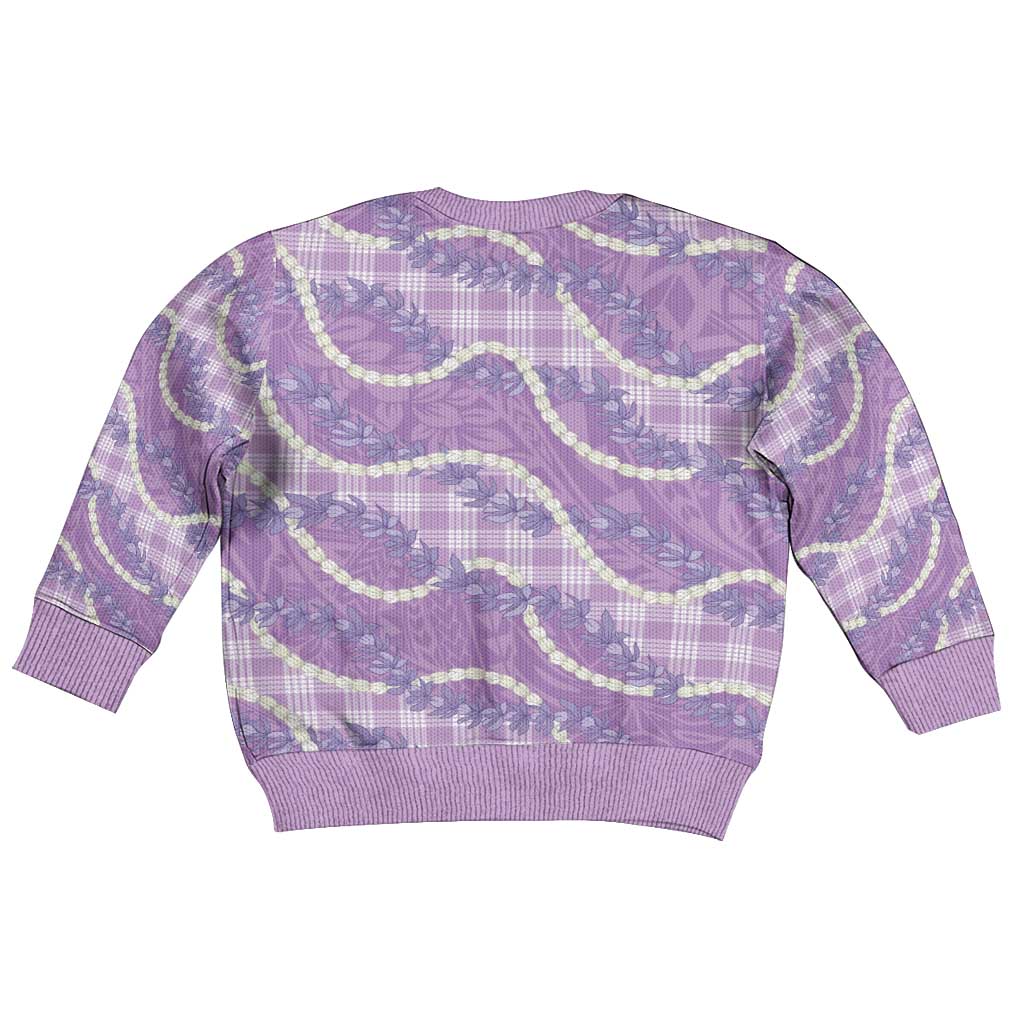 Purple Hawaii Palaka Honohono Pikake Kid Ugly Christmas Sweater Hawaiian Orchid Lei Polynesian Pattern - Polynesian Pride
