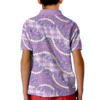 Purple Hawaii Palaka Honohono Pikake Kid Polo Shirt Hawaiian Orchid Lei Polynesian Pattern - Polynesian Pride