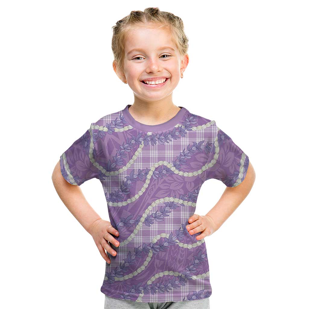 Purple Hawaii Palaka Honohono Pikake Kid T Shirt Hawaiian Orchid Lei Polynesian Pattern LT14 Purple - Polynesian Pride