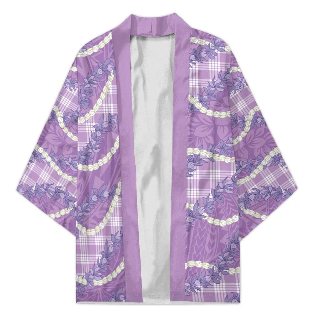 Purple Hawaii Palaka Honohono Pikake Kimono Hawaiian Orchid Lei Polynesian Pattern - Polynesian Pride
