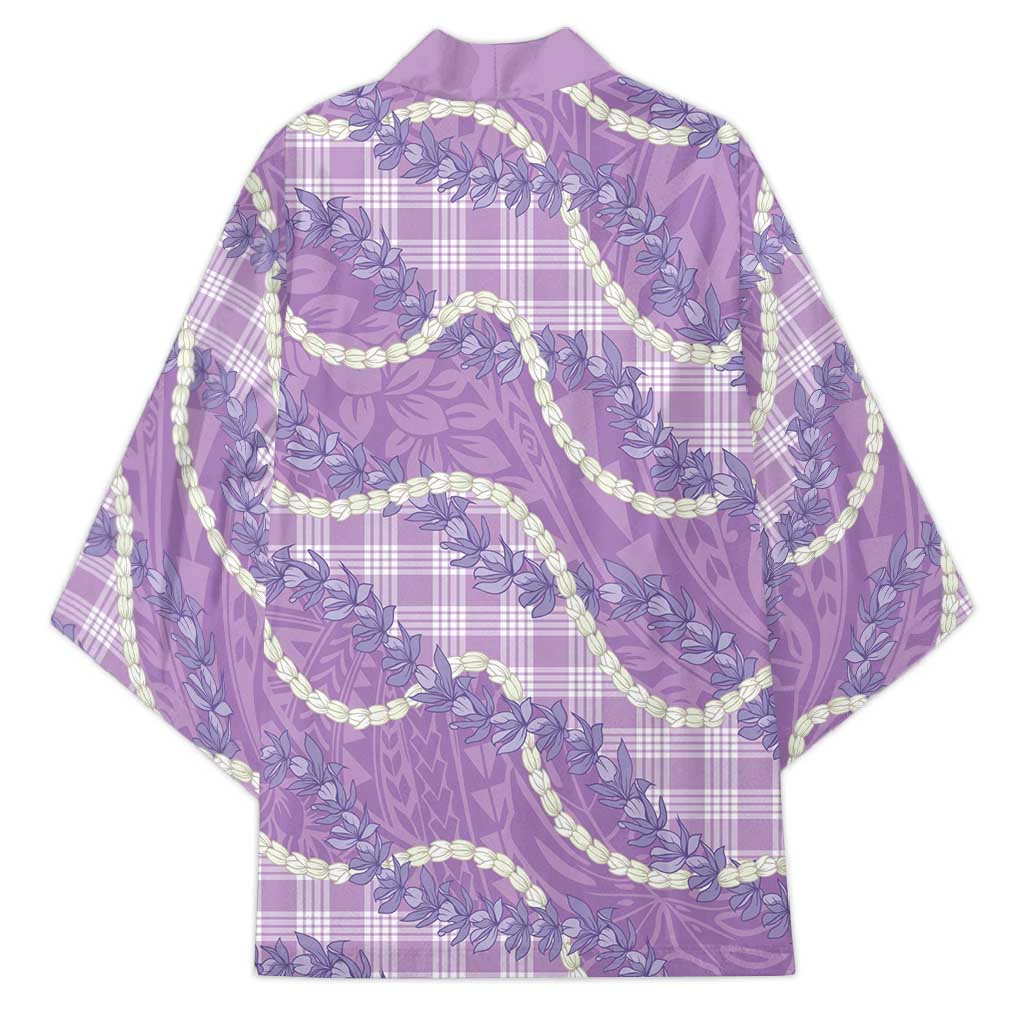 Purple Hawaii Palaka Honohono Pikake Kimono Hawaiian Orchid Lei Polynesian Pattern - Polynesian Pride