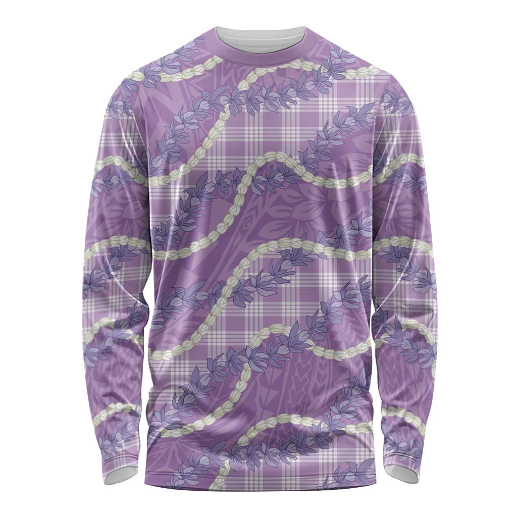 Purple Hawaii Palaka Honohono Pikake Long Sleeve Shirt Hawaiian Orchid Lei Polynesian Pattern LT14 Unisex Purple - Polynesian Pride