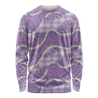 Purple Hawaii Palaka Honohono Pikake Long Sleeve Shirt Hawaiian Orchid Lei Polynesian Pattern - Polynesian Pride