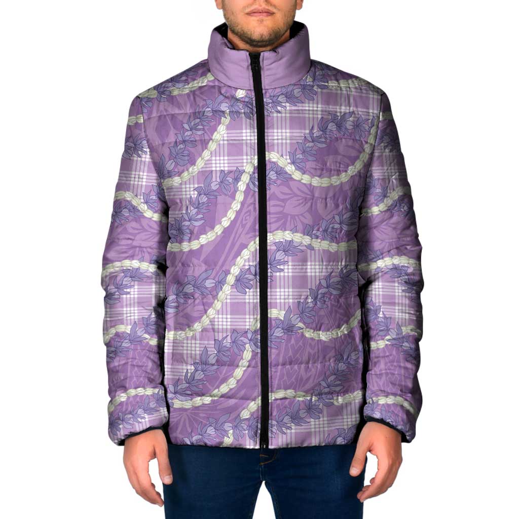 Purple Hawaii Palaka Honohono Pikake Padded Jacket Hawaiian Orchid Lei Polynesian Pattern LT14 Men Purple - Polynesian Pride