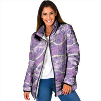 Purple Hawaii Palaka Honohono Pikake Padded Jacket Hawaiian Orchid Lei Polynesian Pattern - Polynesian Pride