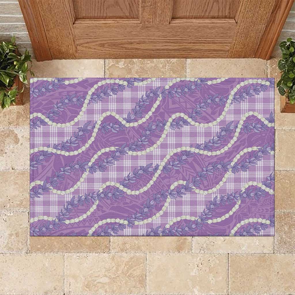 Purple Hawaii Palaka Honohono Pikake Rubber Doormat Hawaiian Orchid Lei Polynesian Pattern LT14 Purple - Polynesian Pride