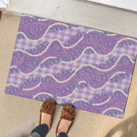 Purple Hawaii Palaka Honohono Pikake Rubber Doormat Hawaiian Orchid Lei Polynesian Pattern - Polynesian Pride