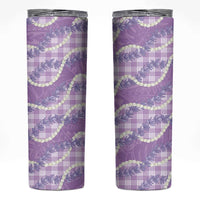 Purple Hawaii Palaka Honohono Pikake Skinny Tumbler Hawaiian Orchid Lei Polynesian Pattern - Polynesian Pride
